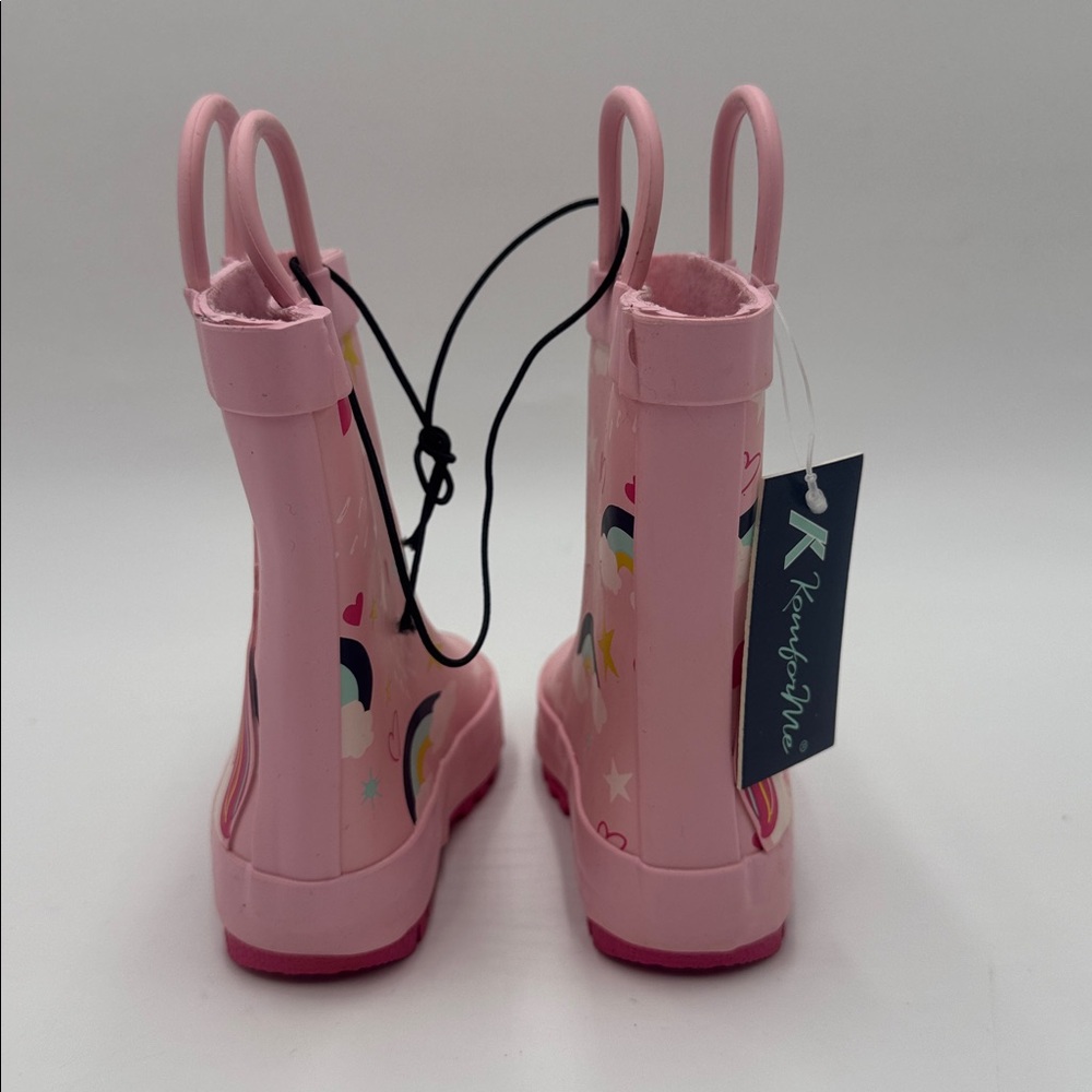 KomfysMe Kids Rain Boots Unicorn Rainbow Pink Toddler Size 5 - Picture 4 of 6